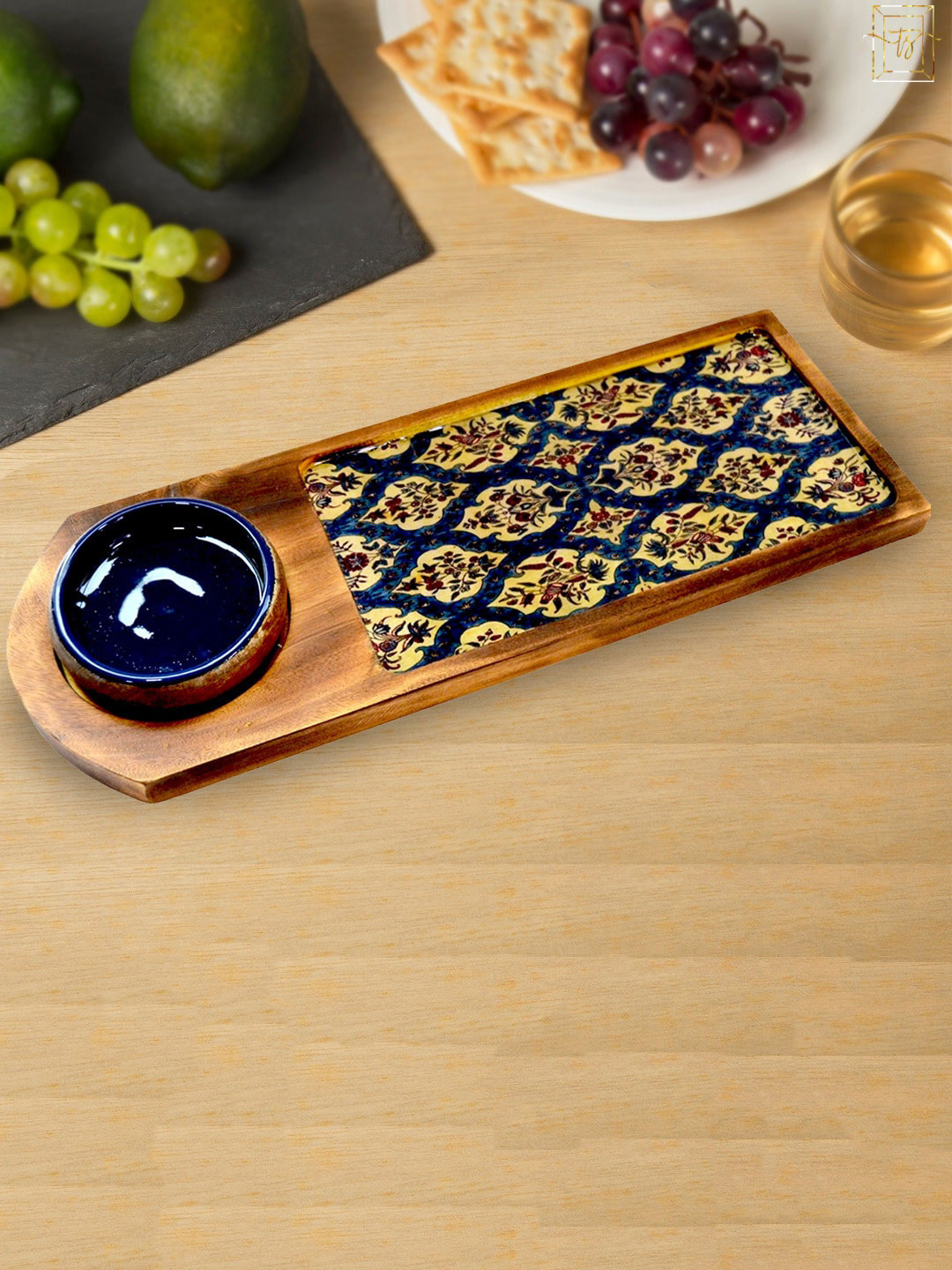 Tranquil square Blue Printed Serving Platter