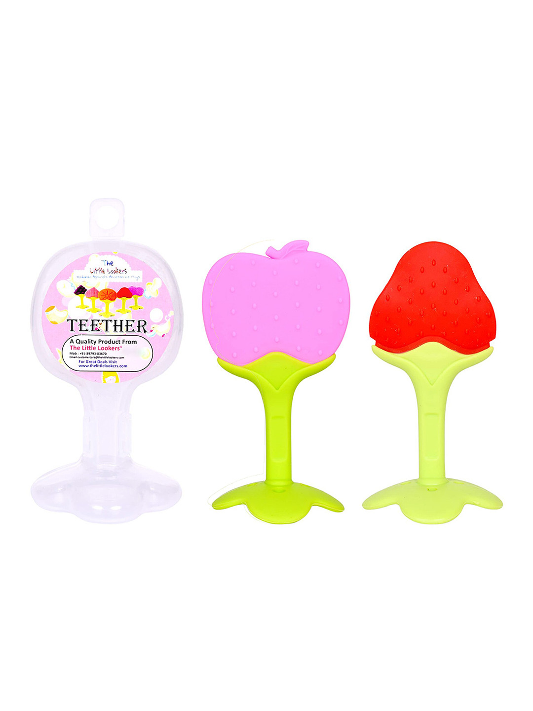 The Little Lookers Infant Kids Set of 2 Lavender and Red Silicone BPA Free Teether