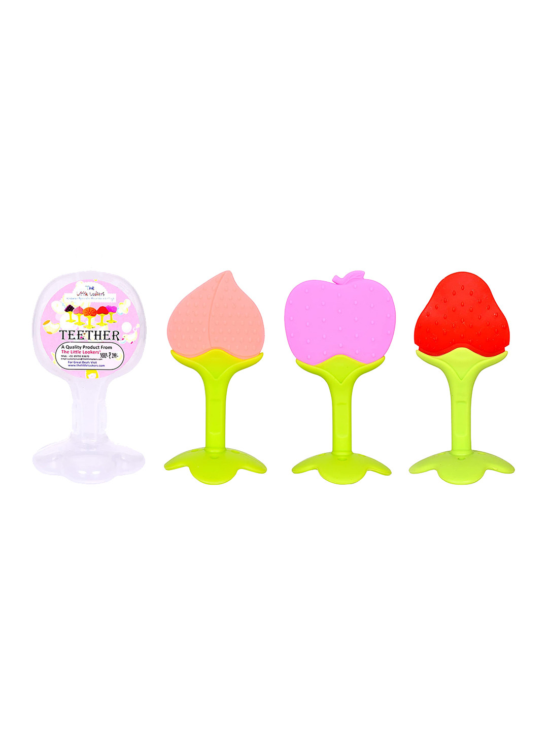 The Little Lookers Set of 3 Red & Peach Fruit Teether