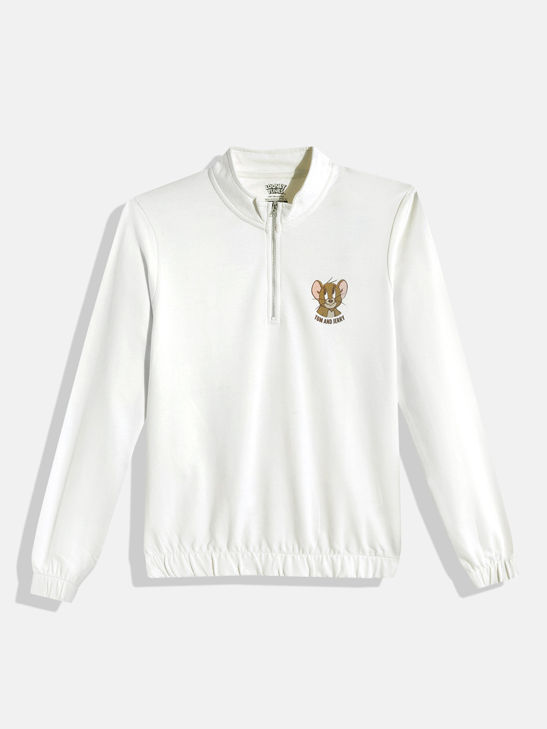 Kook N Keech Toons Teens Girls White Tom & Jerry Printed Sweatshirt