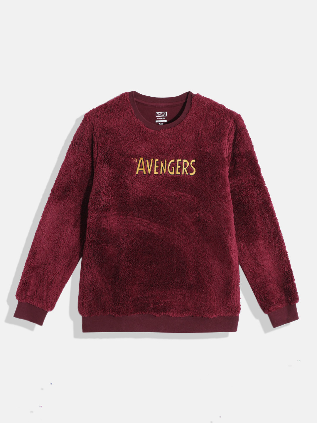 Kook N Keech Marvel Teens Boys Maroon Solid Avengers Round Neck Sweatshirt