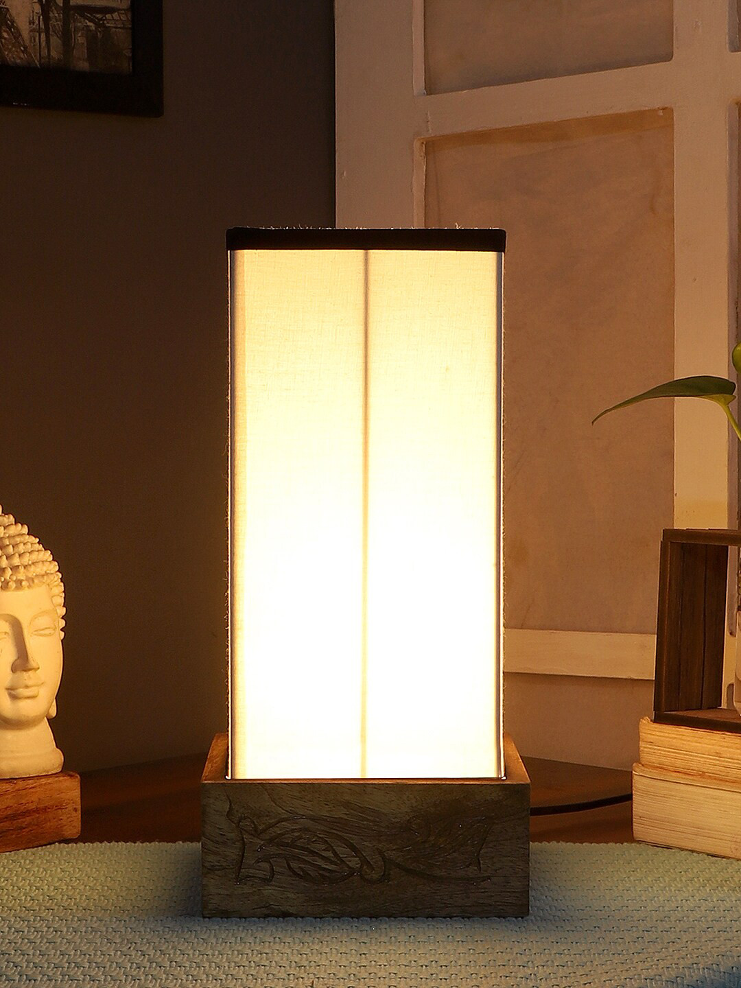 Devansh White & Black Contemporary Bedside Standard Table Lamp with Shade