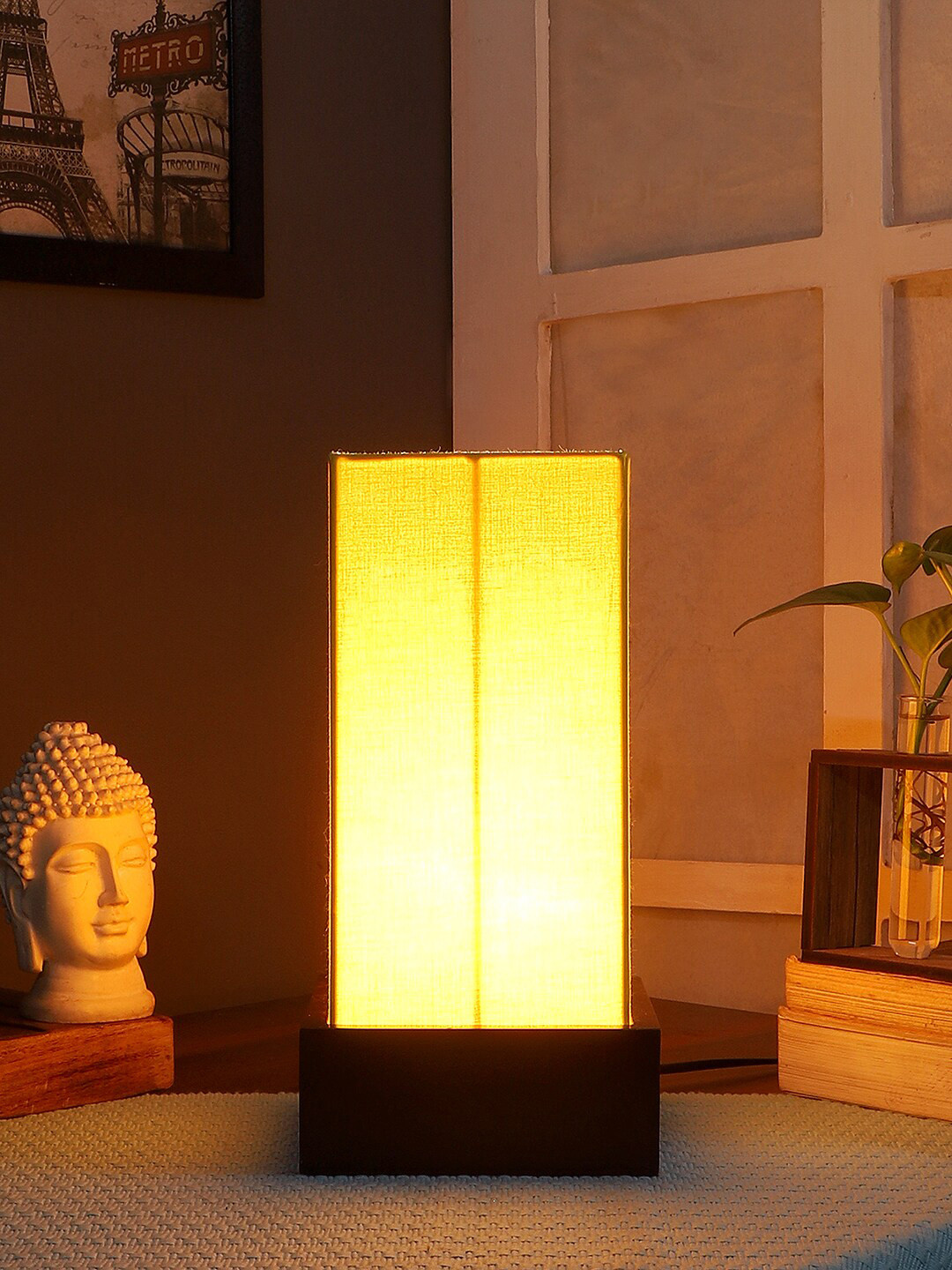 Devansh Yellow Contemporary Bedside Standard Table Lamp with Shade