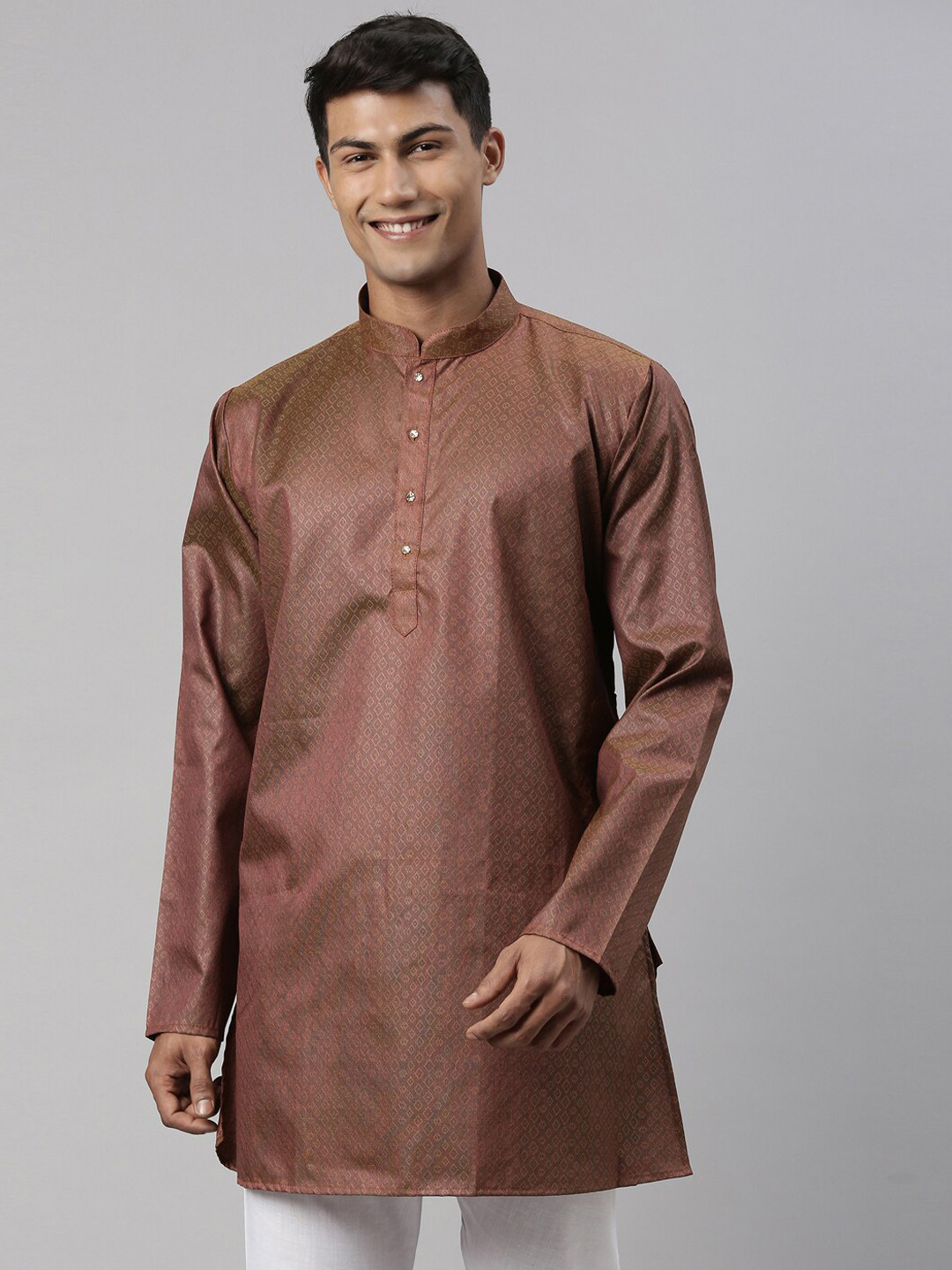 TATTVA Men Brown Straight Short Kurta
