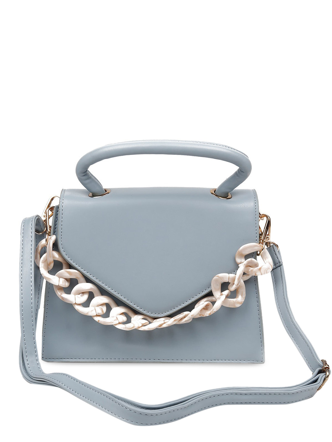 ODETTE Blue Structured Satchel Bag