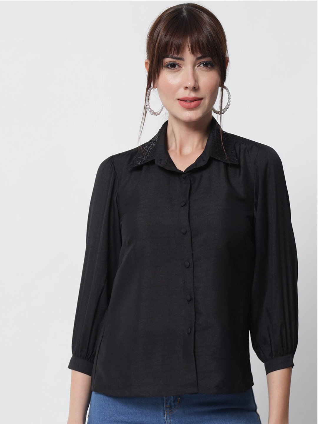 studio rasa Black Shirt Style Top