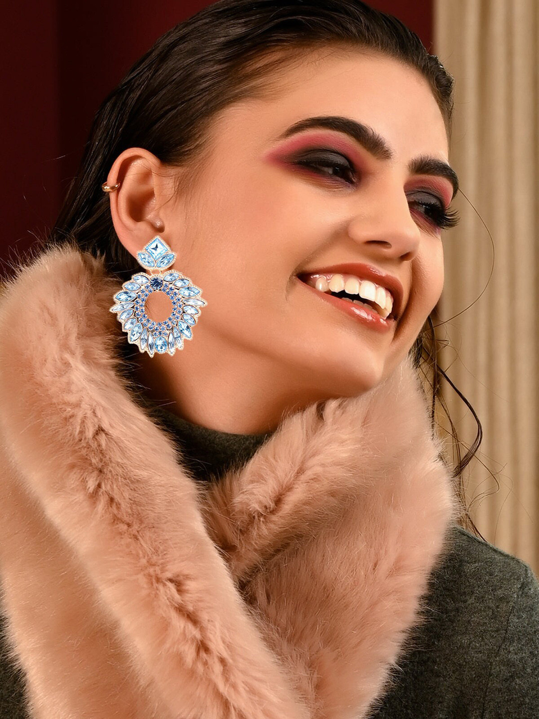 ODETTE Blue Oval Drop Earrings