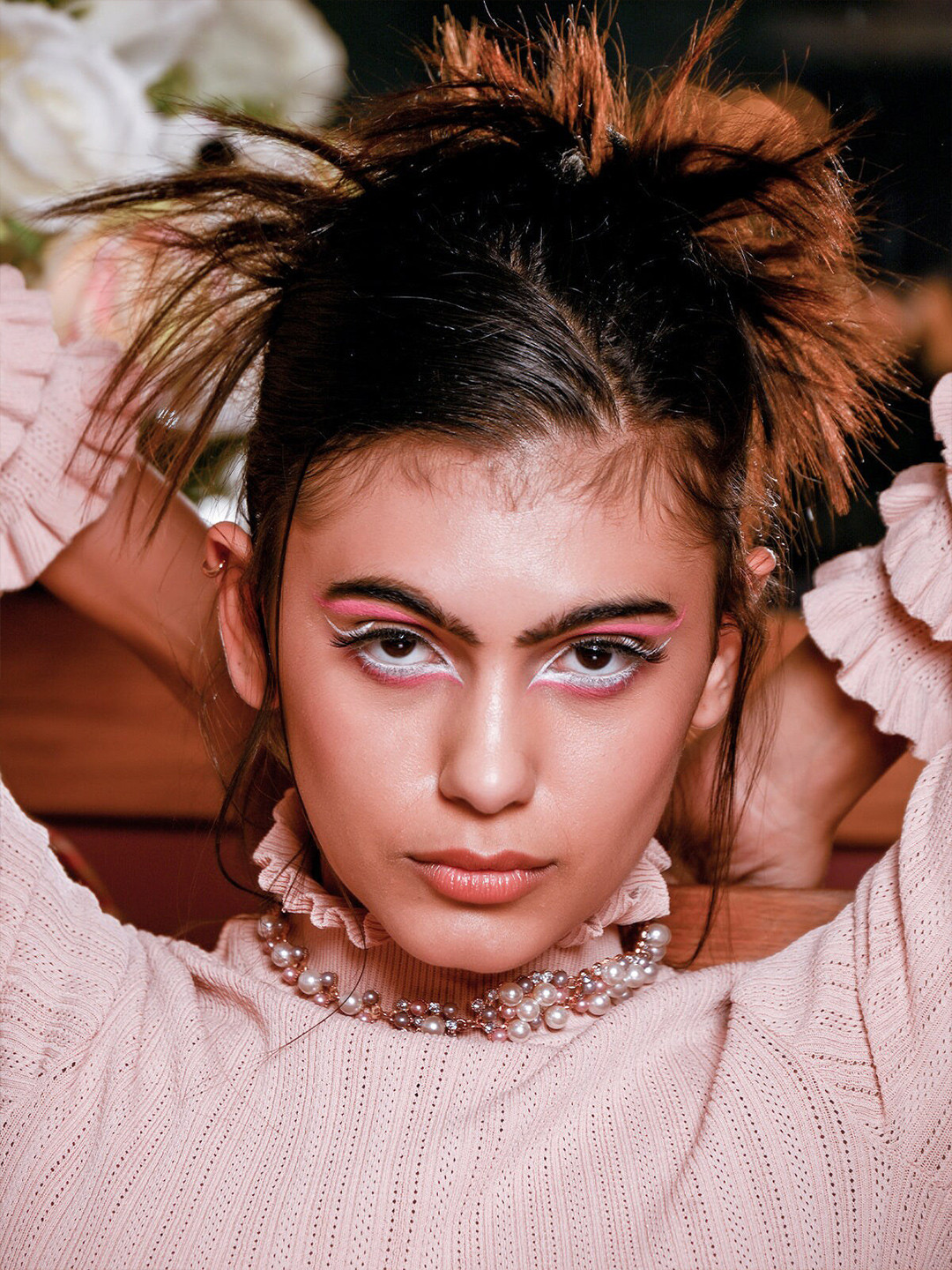 ODETTE Rose & White Statement Necklace