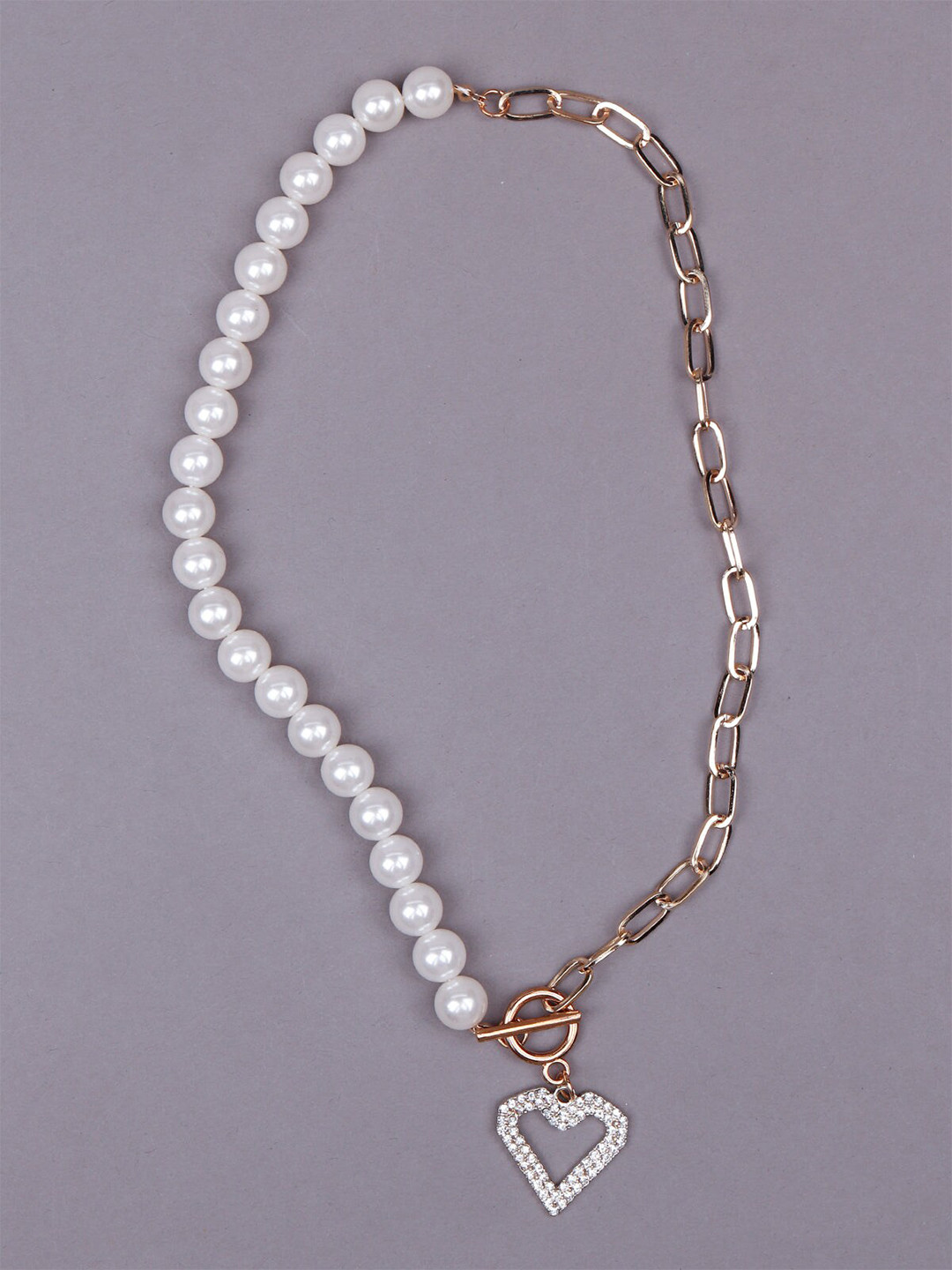 ODETTE White & Gold-Toned Heart-Shaped Chain