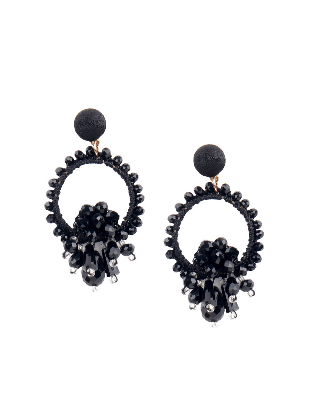 ODETTE Black Oval Drop Earrings