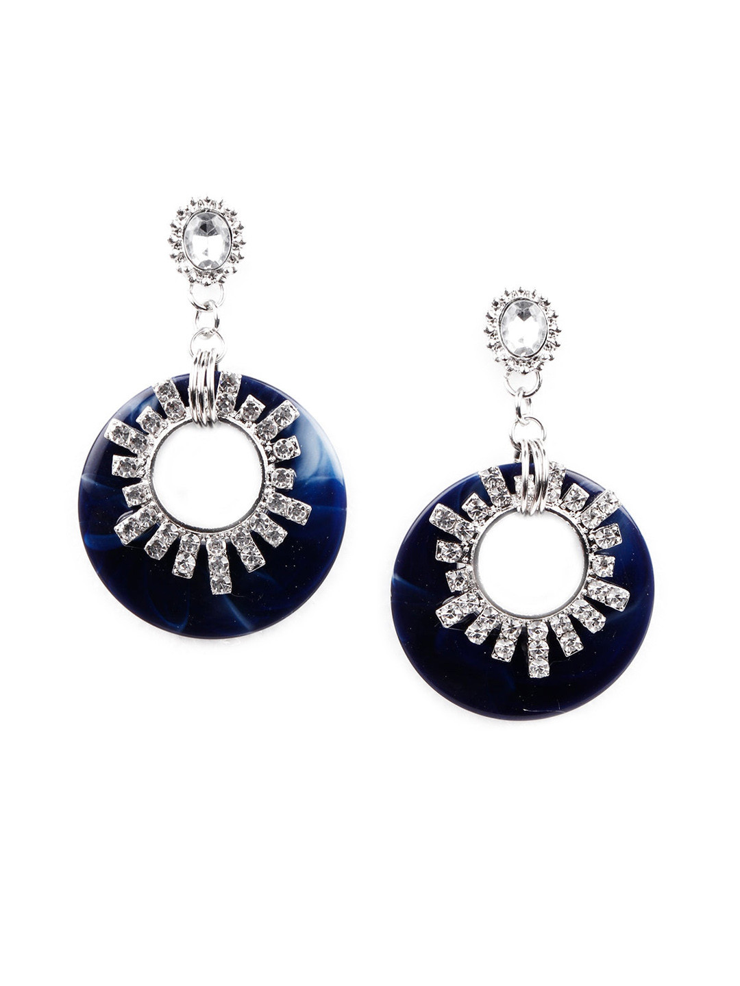 ODETTE Blue Oval Drop Earrings