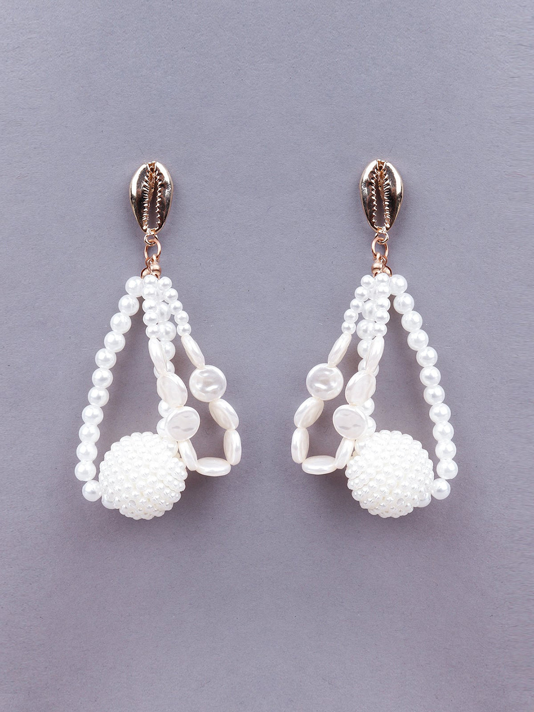 ODETTE White Oval Drop Earrings