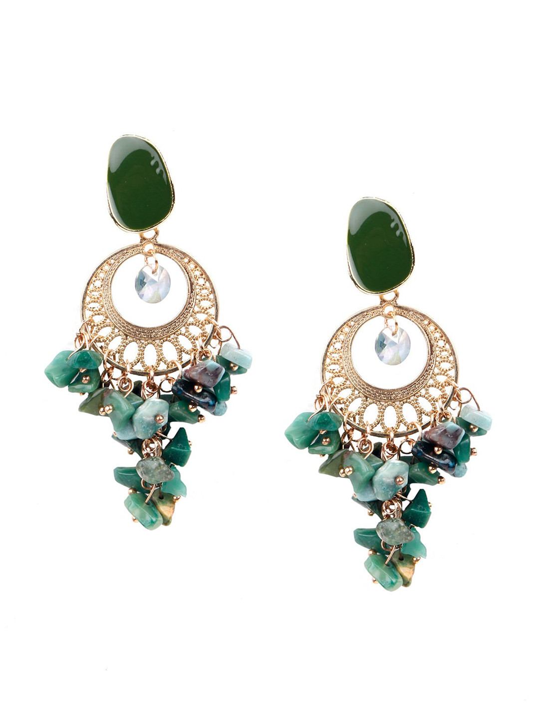 ODETTE Green Oval Drop Earrings