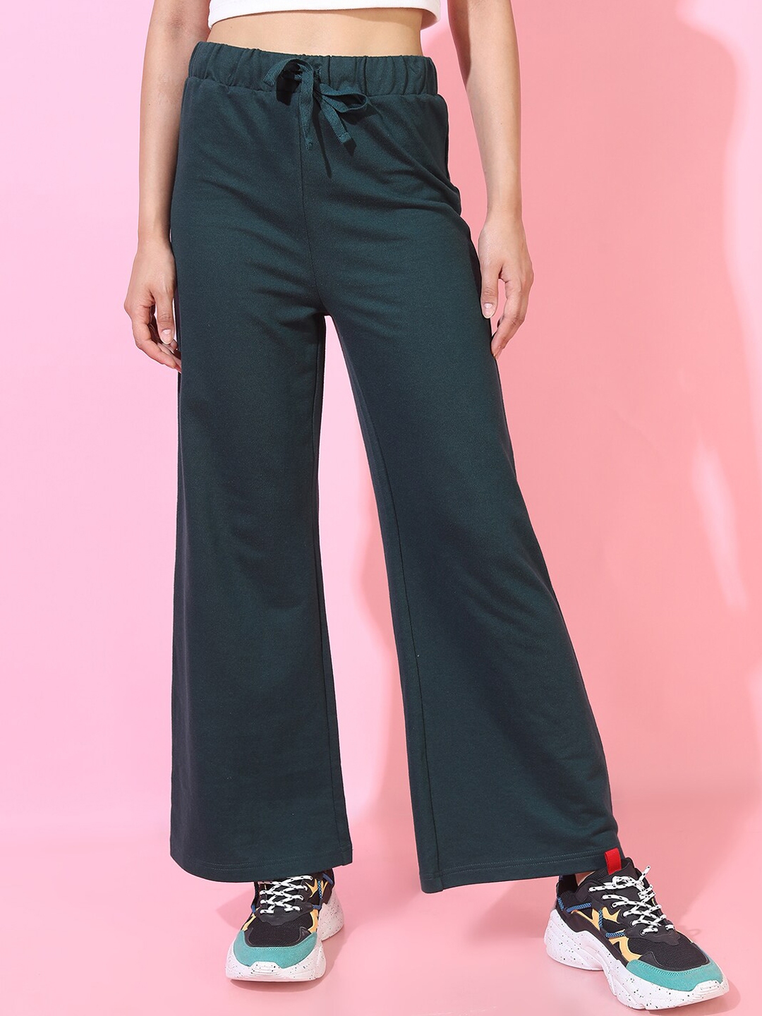 Buy Tokyo Talkies Women Green Solid Track Pants - Track Pants for