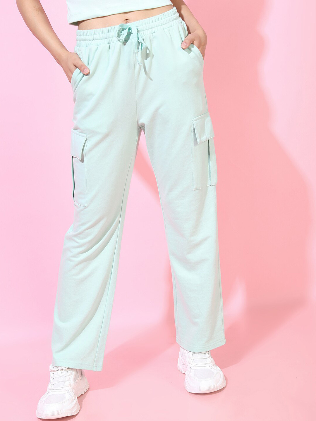 Tokyo Talkies Women Stylish Green Solid Track Pants