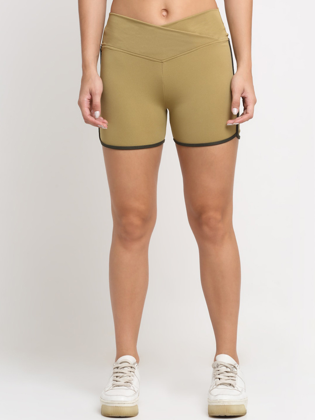 EVERDION Women Khaki Slim Fit Running Sports Shorts