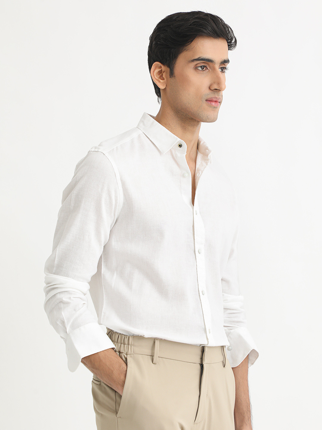 RARE RABBIT Men White Slim Fit Casual Shirt