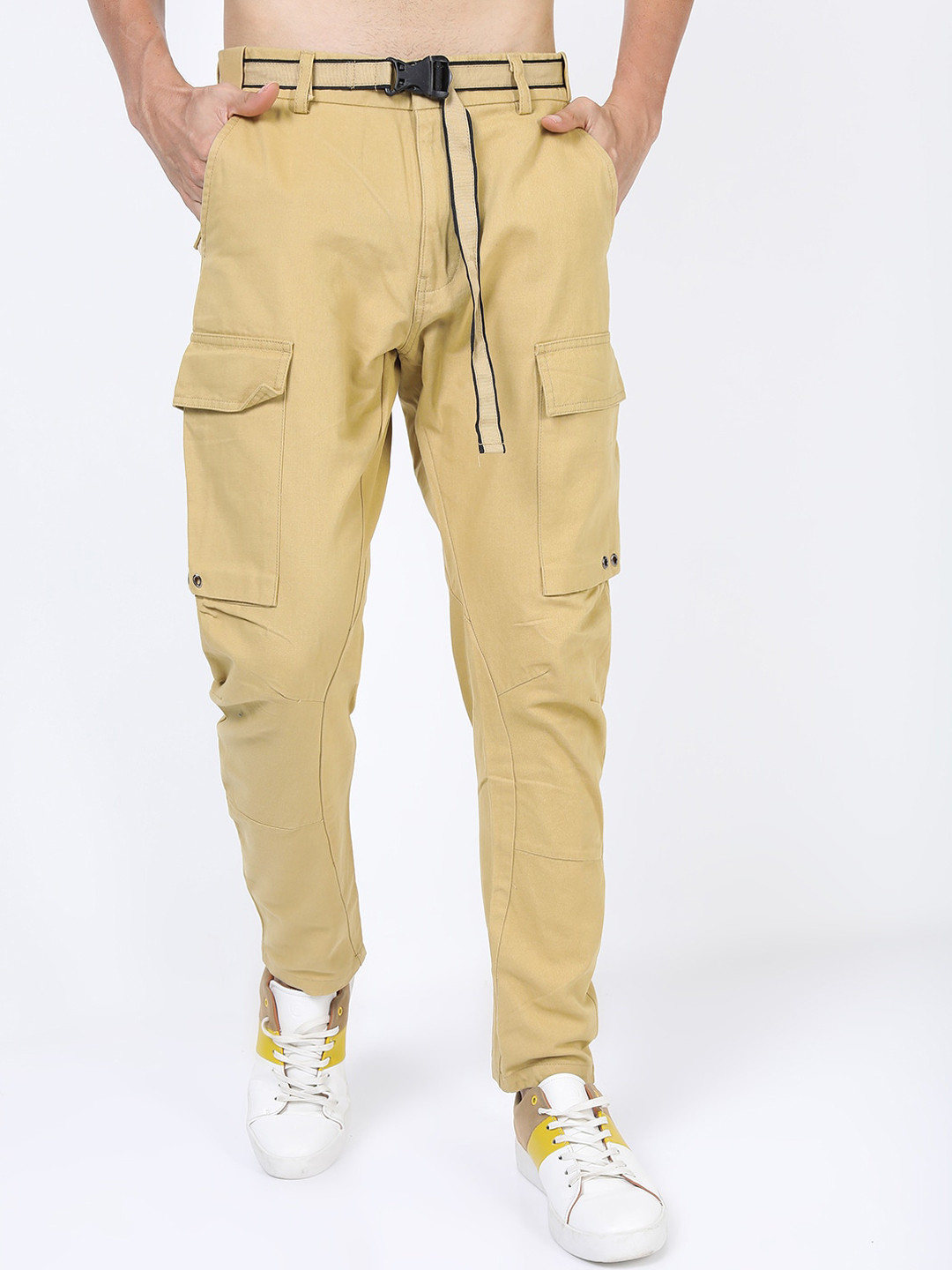 KETCH Men Beige Cargos Trousers
