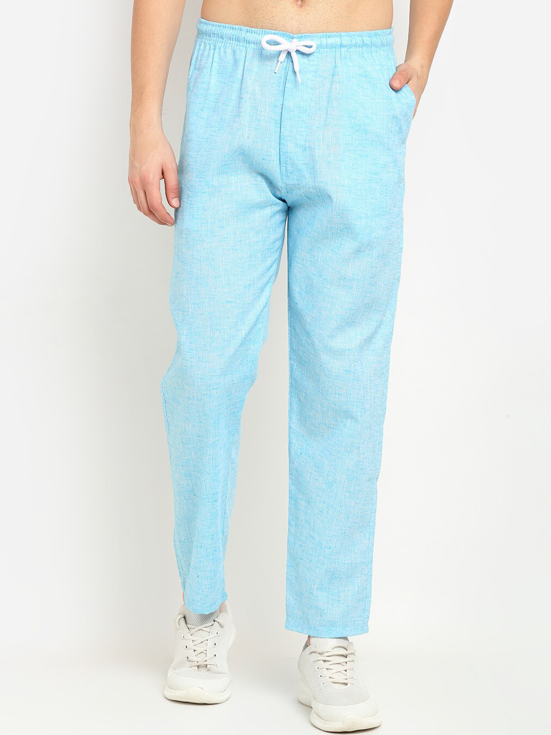 JAINISH Men Turquoise Blue Solid Track Pants