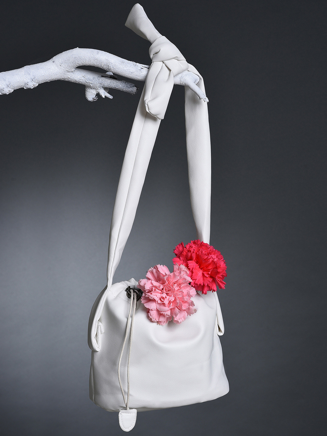 HAUTE SAUCE  White Bucket Hobo Bag