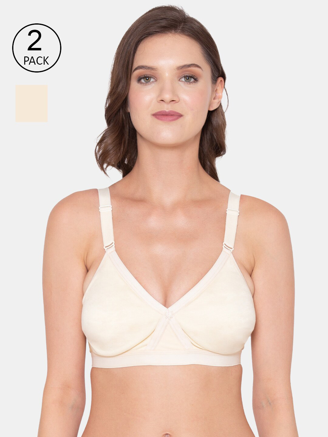 Souminie Pack of 2 Plus Size Beige Cotton Bra