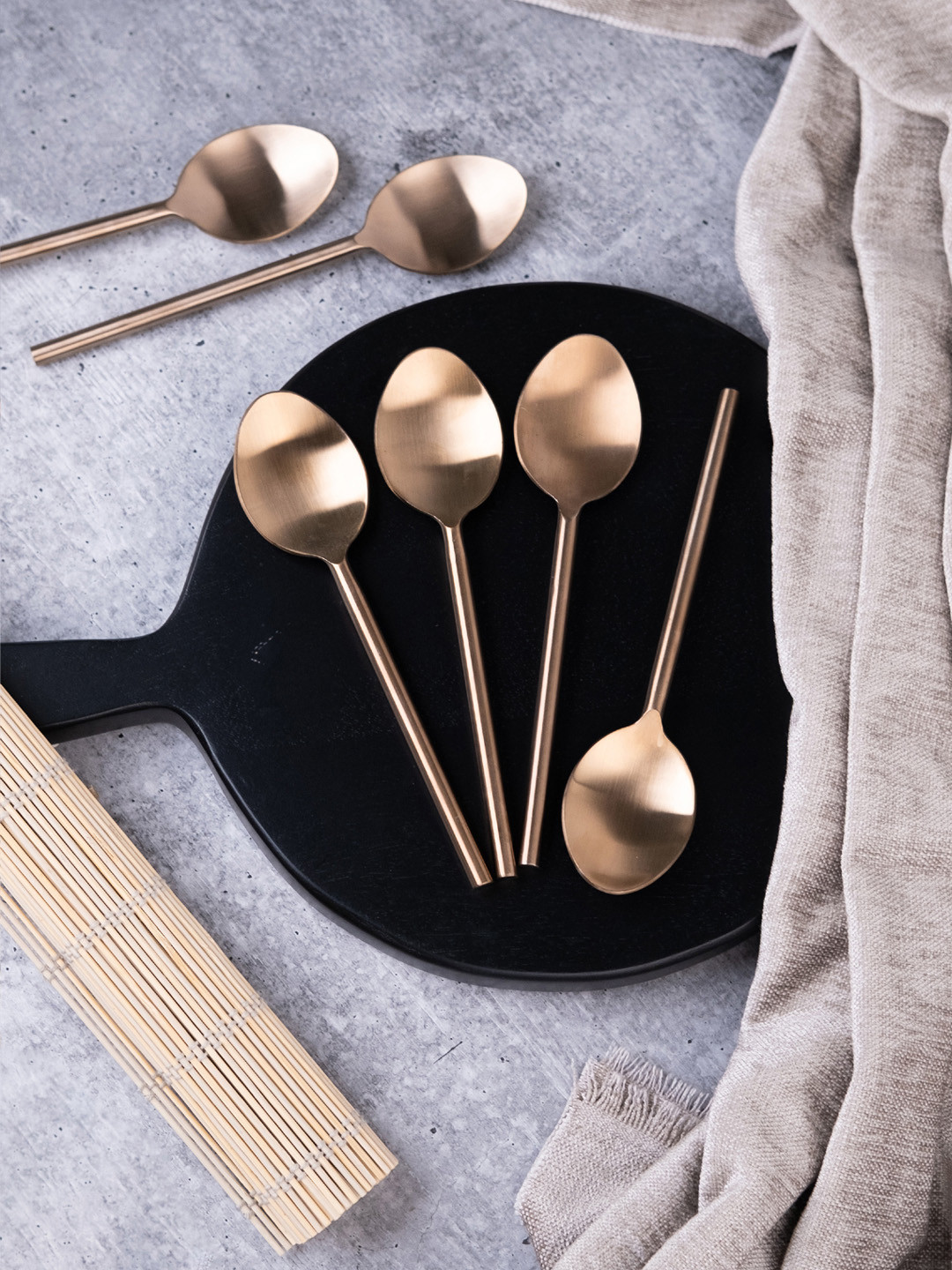 VarEesha Set of 6 Rose Gold-Toned Stainless Steel Tea Spoons