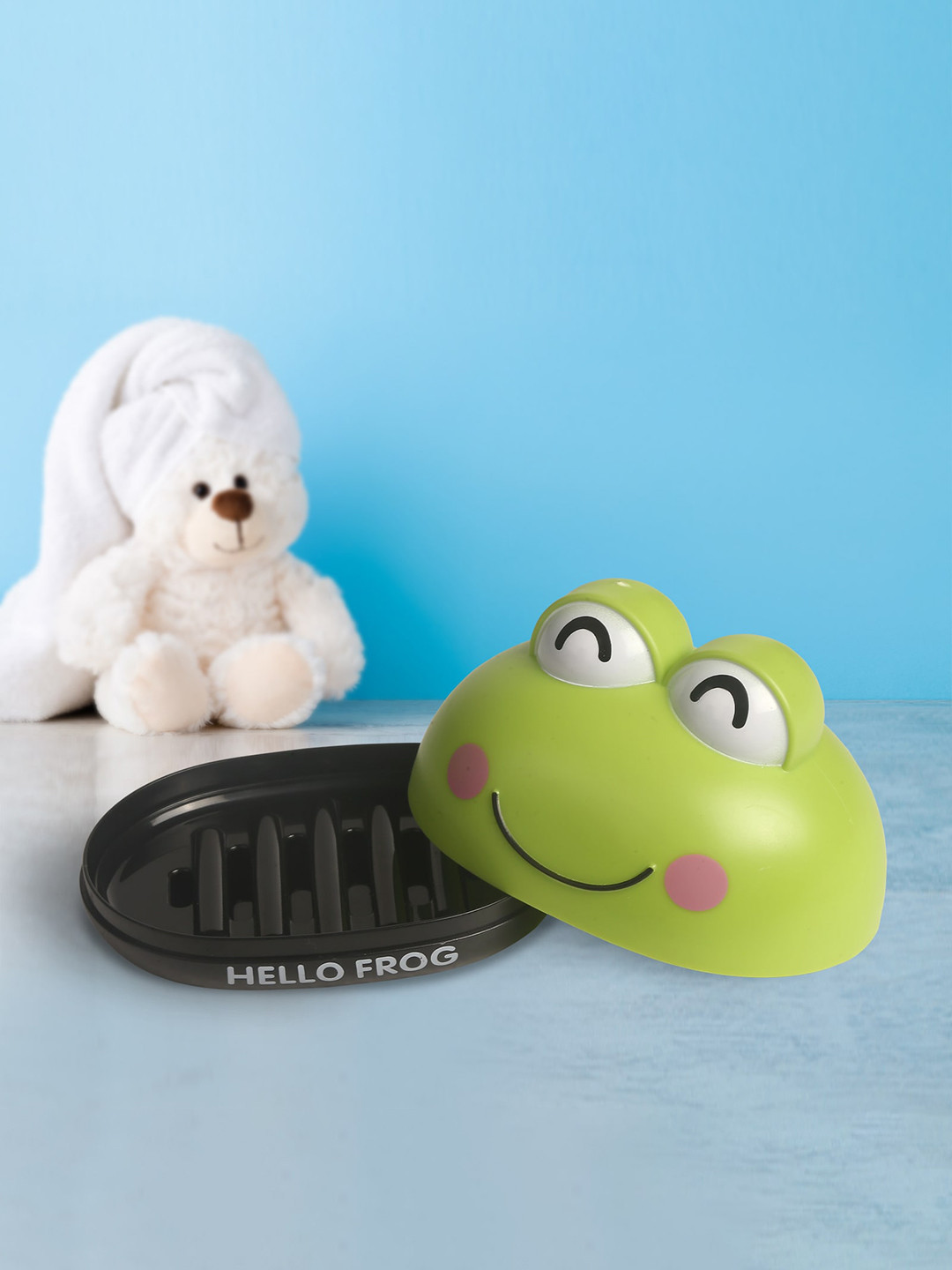 Baby Moo Green Frog Shaped Soap Holder