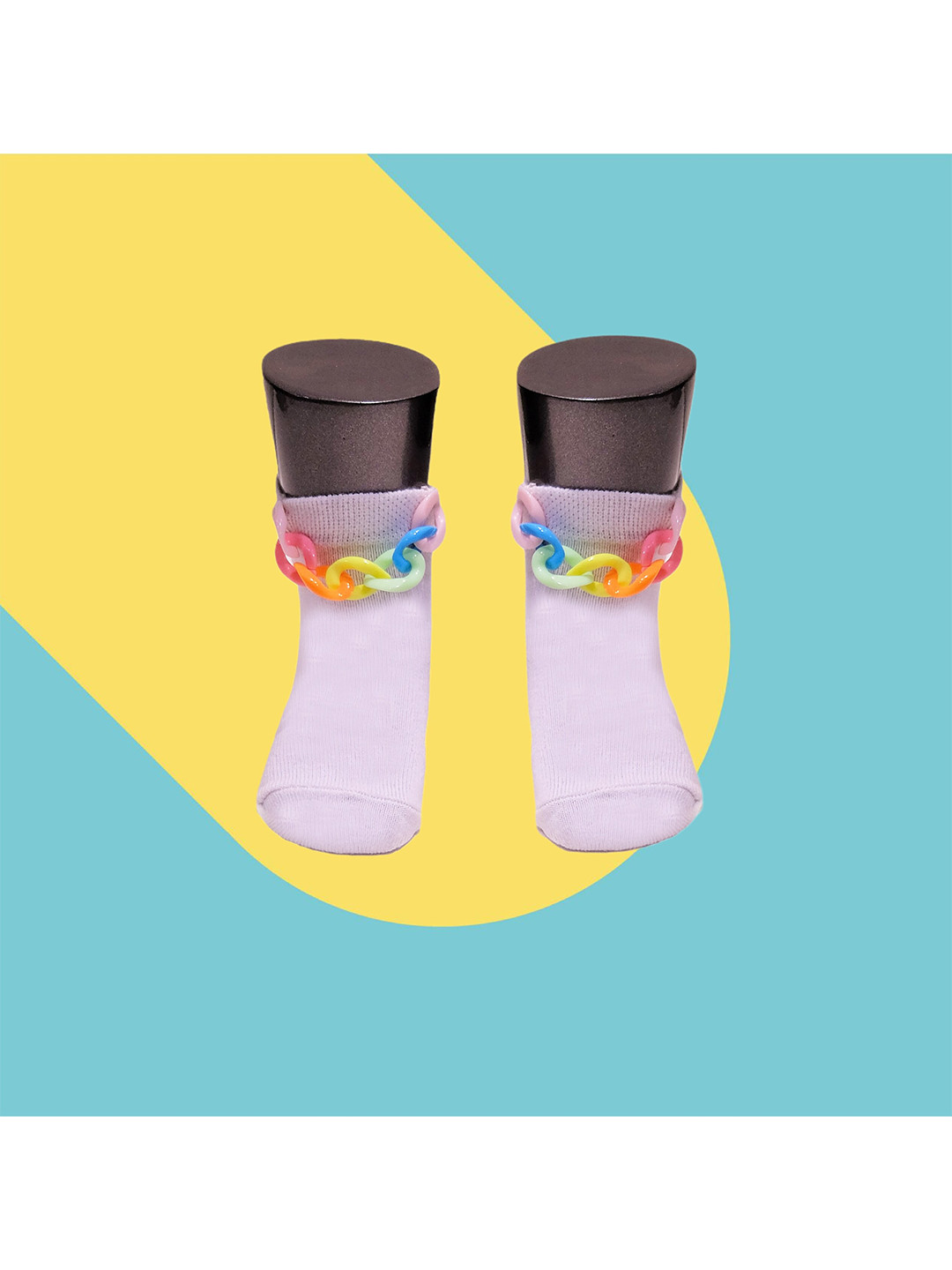 TIPY TIPY TAP Kids White Solid Cotton Socks with Chain