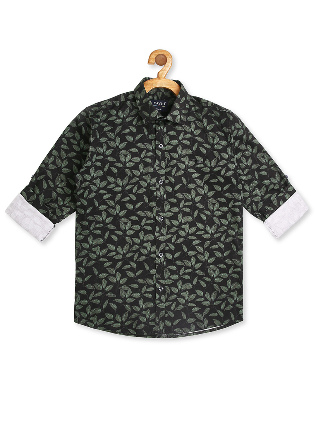 CAVIO Boys Green Floral Printed Casual Shirt
