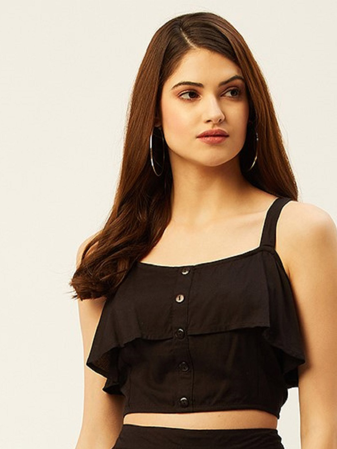 ANVI Be Yourself Black Layered Crop Top