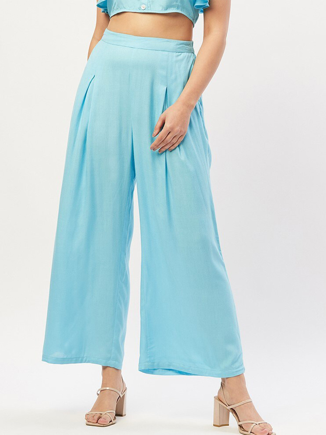 ANVI Be Yourself Women Blue Straight Fit Palazzos