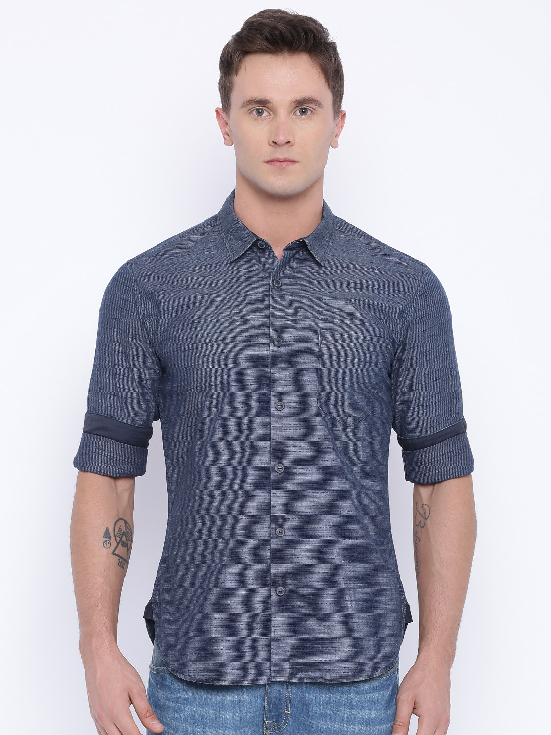Buy Voi Jeans Men Blue Self Design 