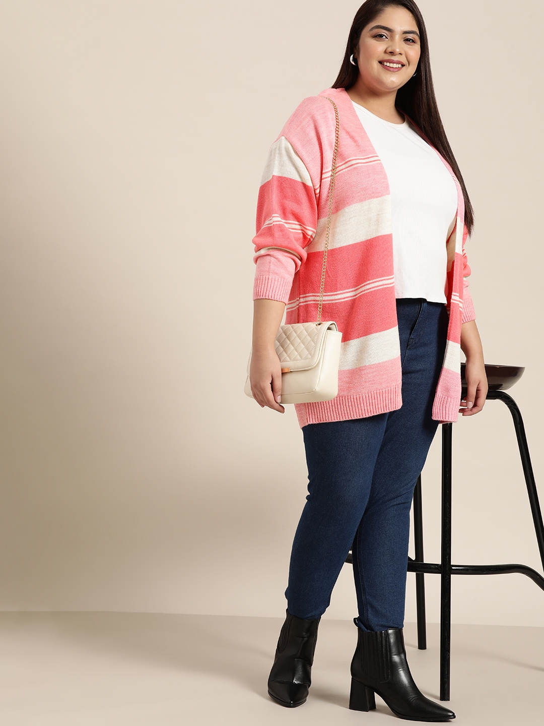 Women's plus on sale size pink cardigan