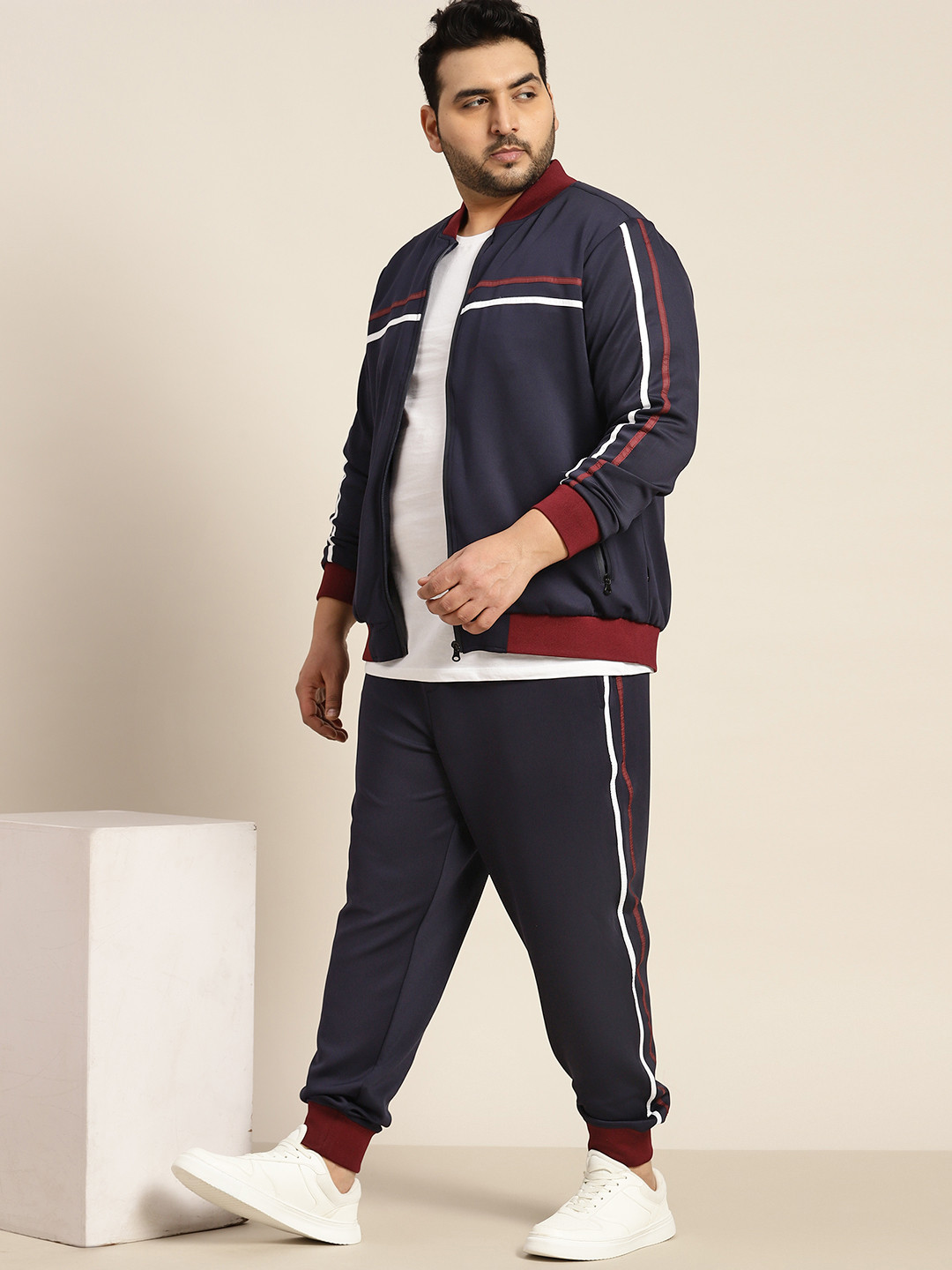 Sztori Men Plus Size Tracksuit With Stripes