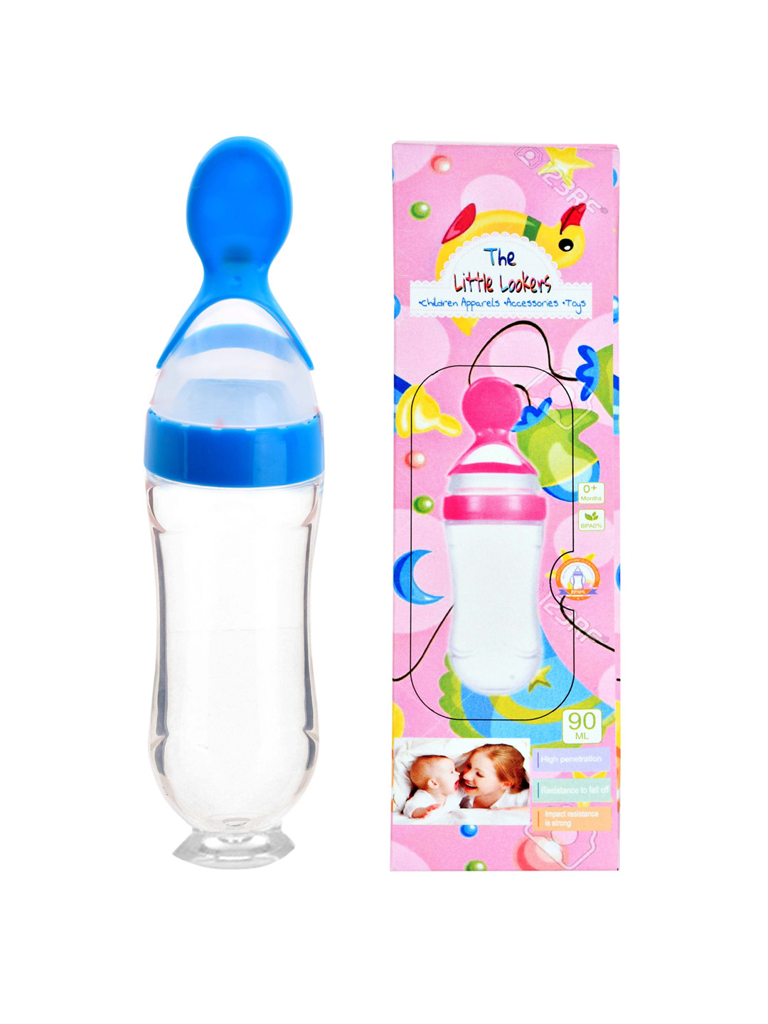 The Little Lookers Infant Kids Blue Solid Food Grade Soft Silicone Food Feeder