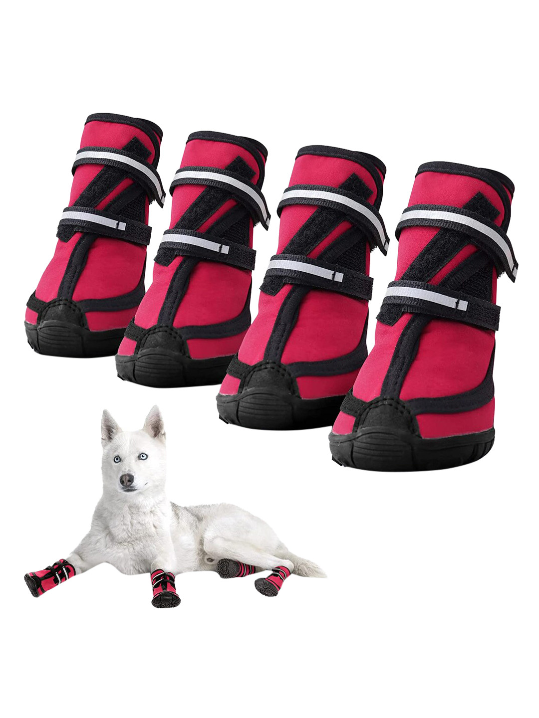 PAWCHIE Red Solid Rubber Dog Shoes