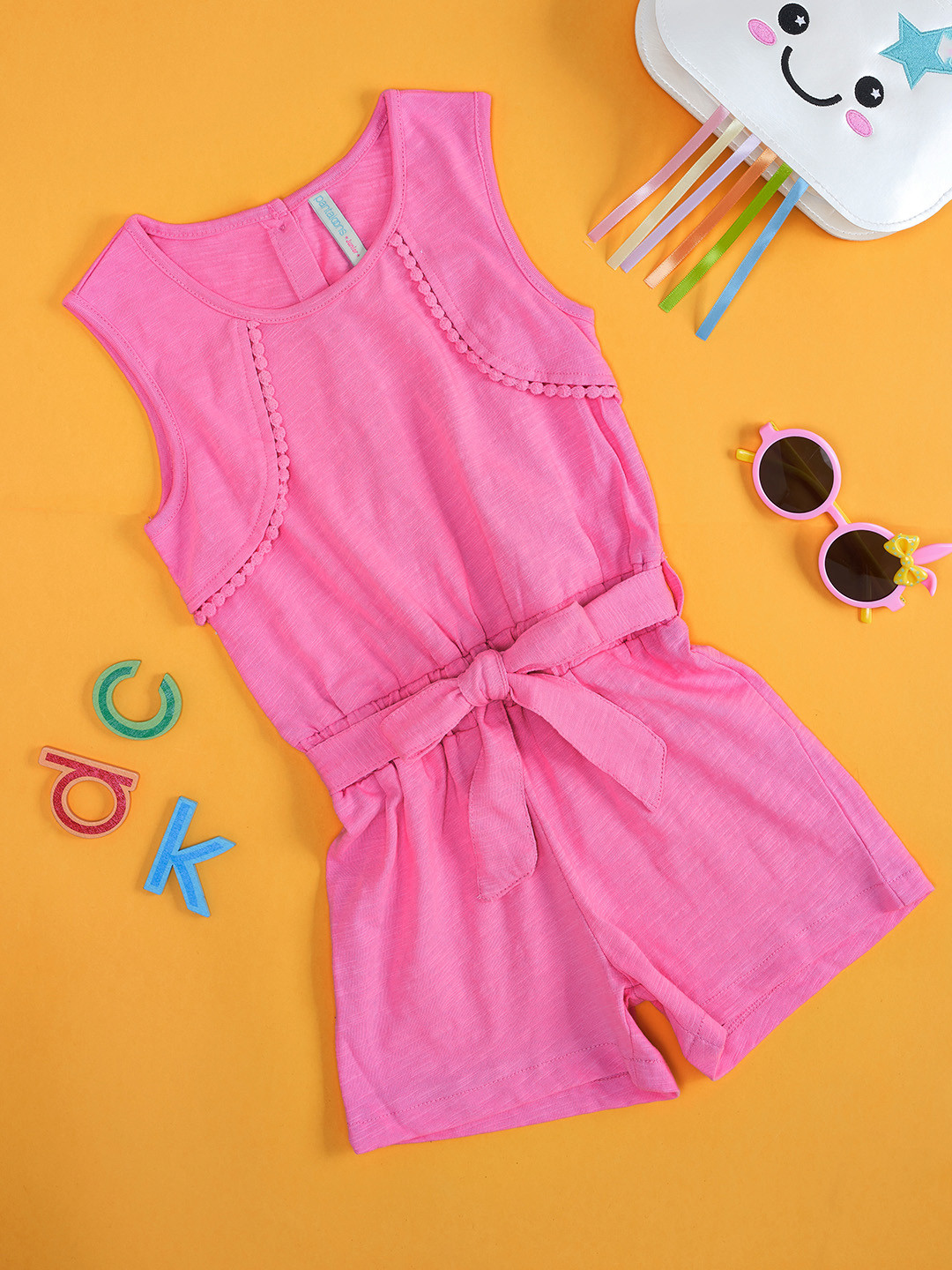Pantaloons Junior Girls Pink Jumpsuit