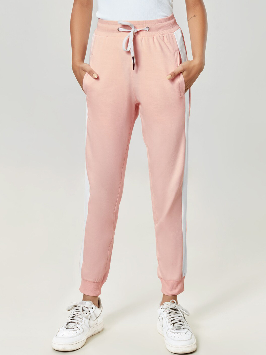 The Souled Store Women Pink Solid Cotton Track Pant