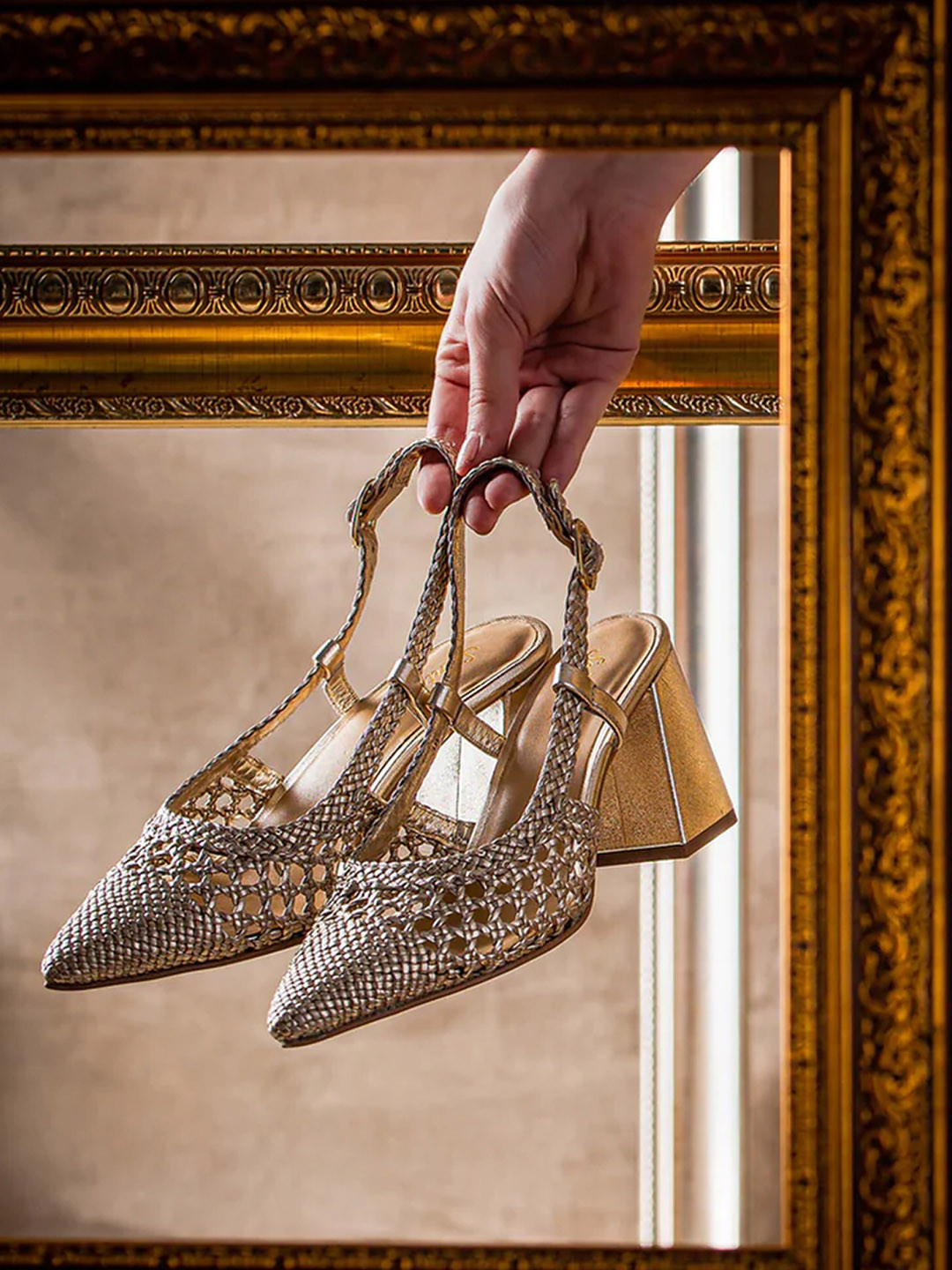 Saint G Women Gunmetal-Toned Woven Design Leather Block Pumps