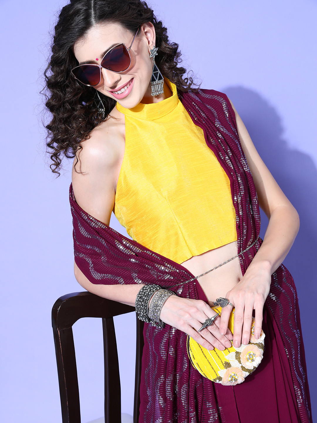 Saree mall Maroon Sequinned Sarees