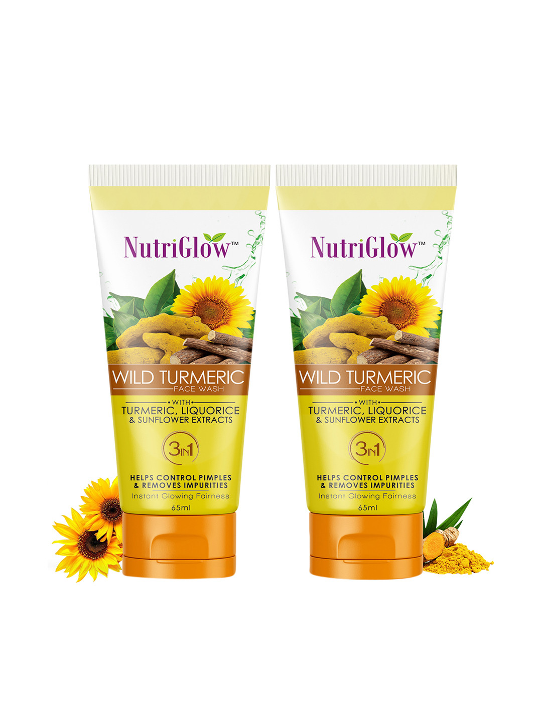 NutriGlow Set Of 2 Wild Turmeric Natural   Face Wash 65ml