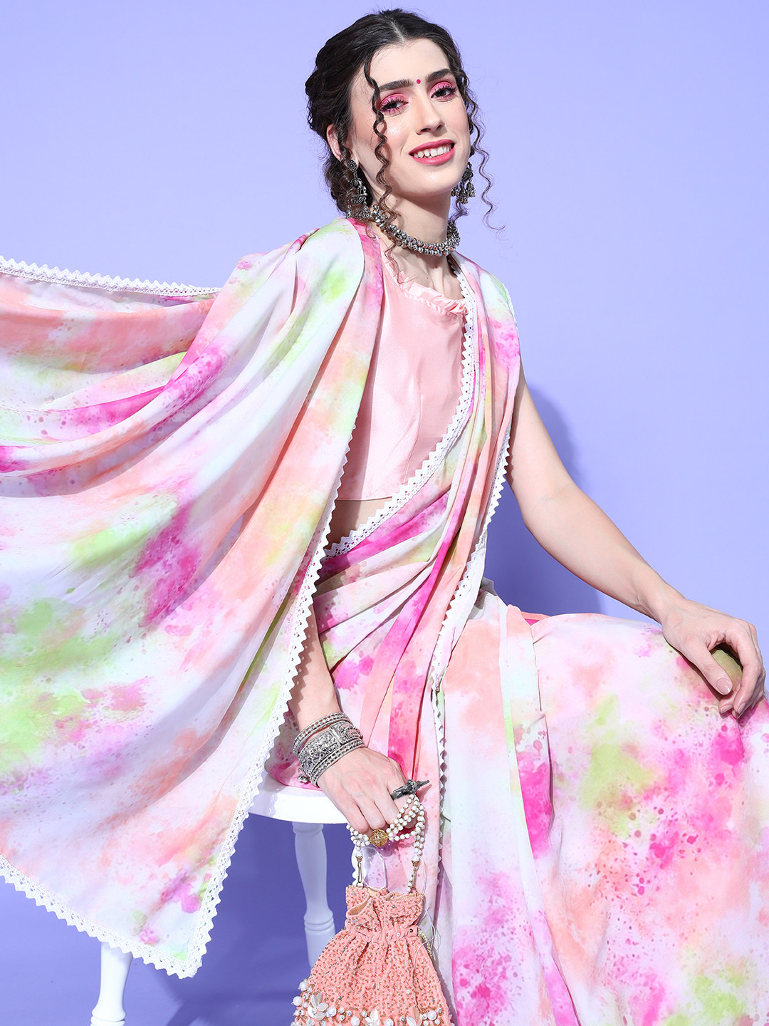 Saree mall Floral  Organza Saree with Embellished Border