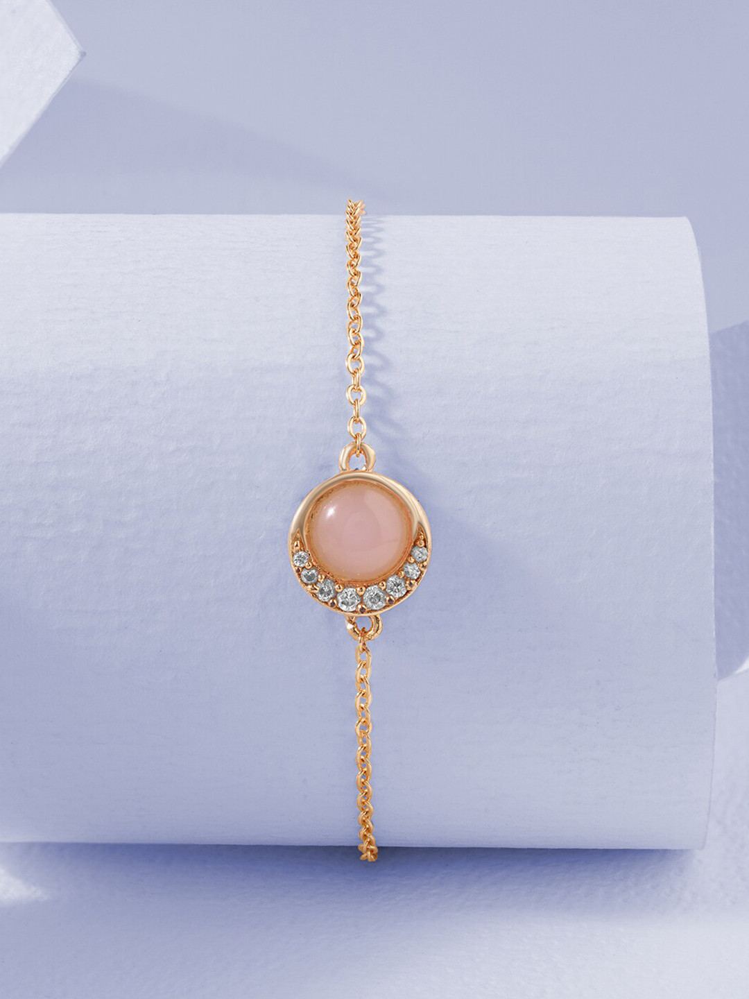 MINUTIAE Women Rose Gold Brass Onyx Rose Gold-Plated Link Bracelet