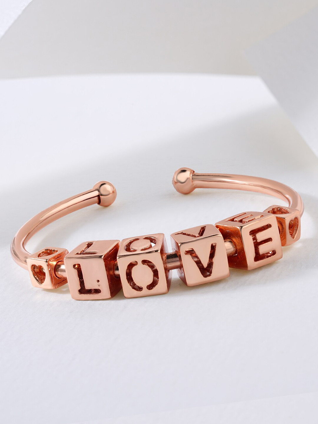 MINUTIAE Women 18K Rose Gold-Plated Anti-Tarnish Brass Cuff Bracelet