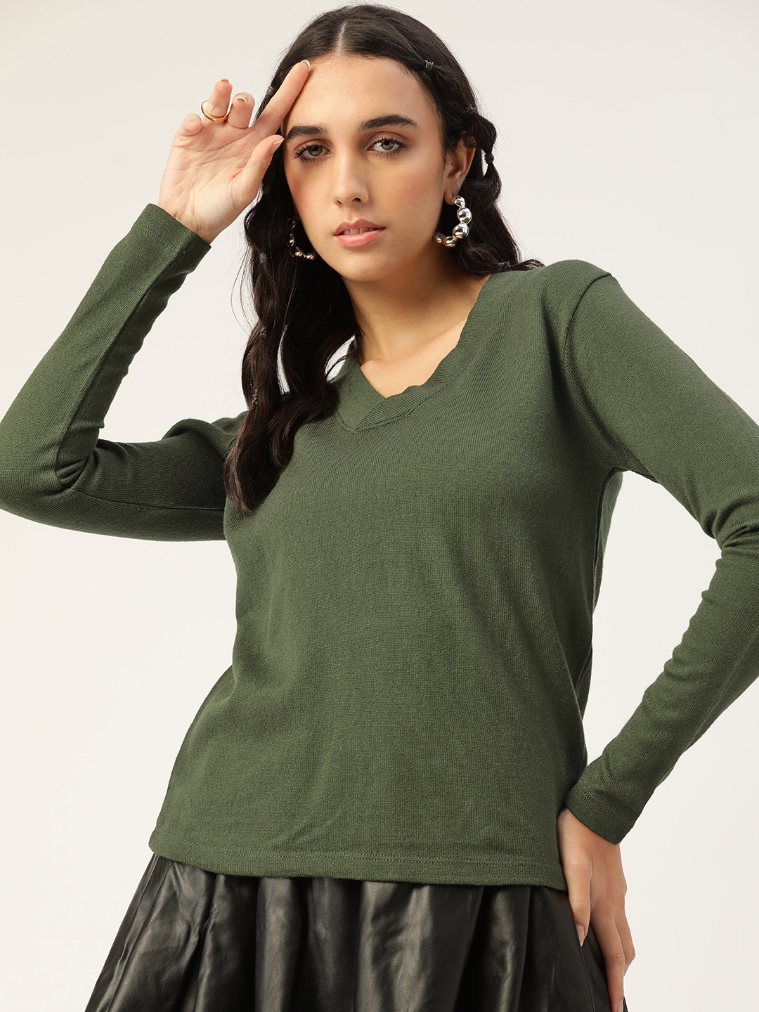 Buy DressBerry Women Olive Green Solid Pullover - Sweaters for Women  18138478