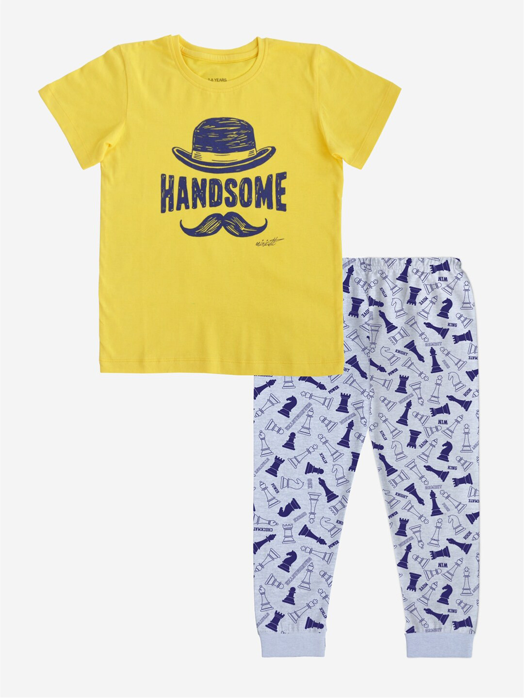 x2o Boys Yellow Printed T-shirt with Pyjamas
