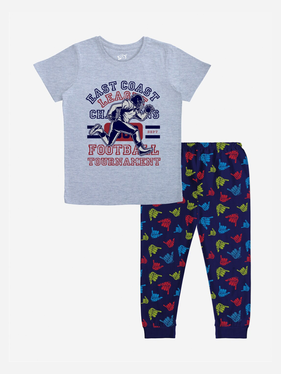 x2o Boys Grey & Blue Printed T-shirt with Pyjamas