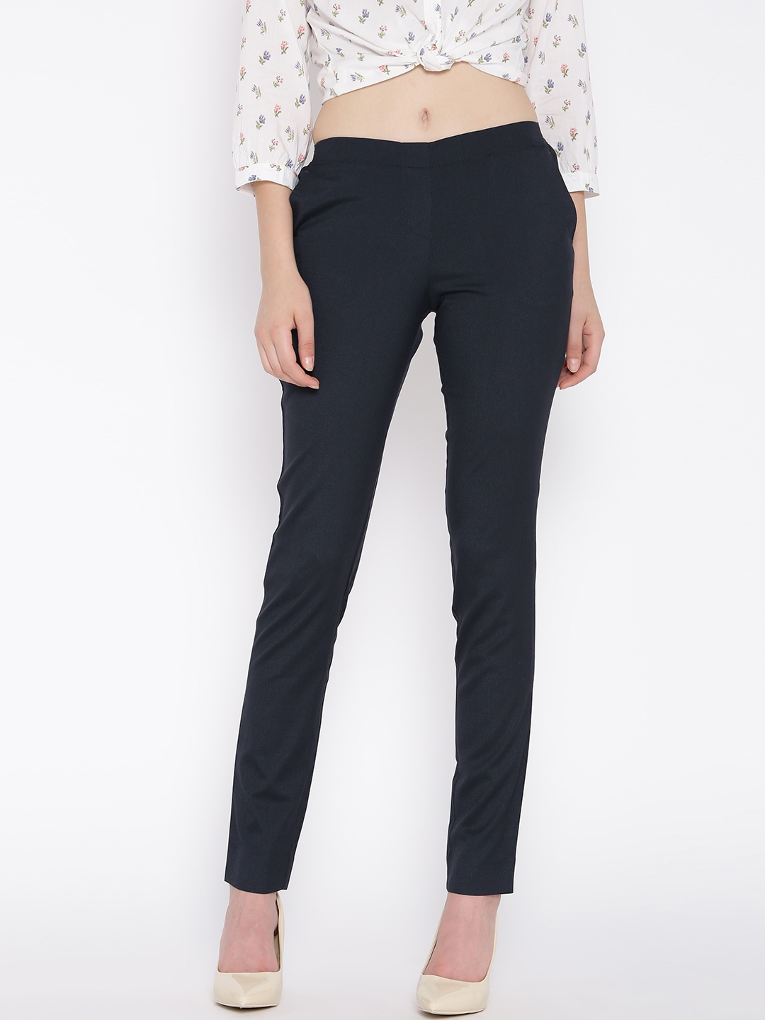Buy Wills Lifestyle Women Brown Slim Fit Solid Formal Trousers  Trousers  for Women 1697299  Myntra