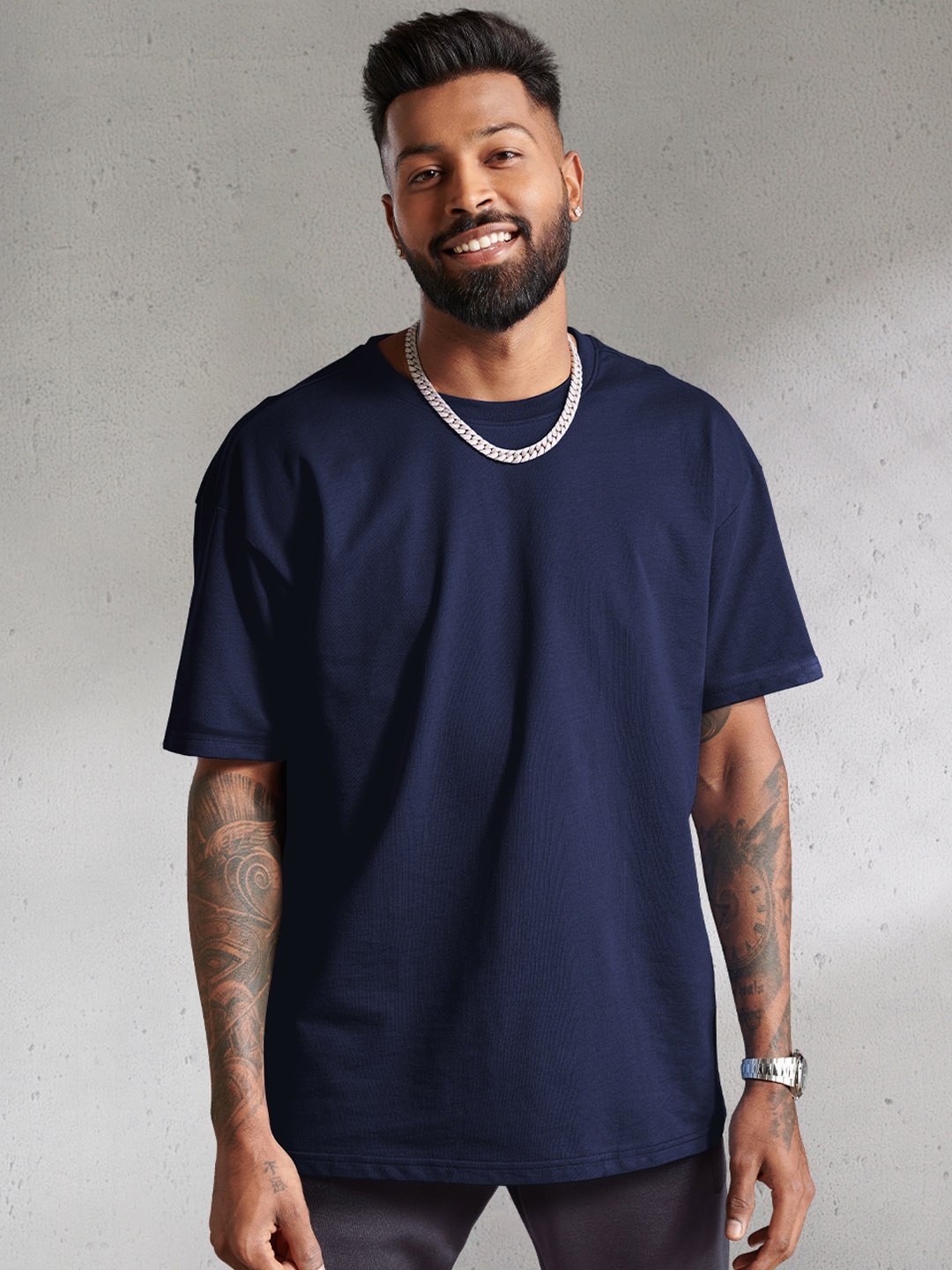 Buy The souled store Solids Navy Oversized Navy Blue Oversized T Shirts Tshirts for Men 18139372 Myntra