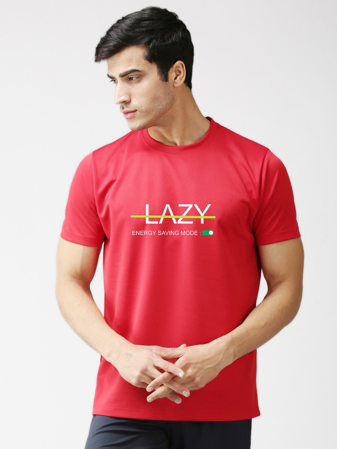 EPPE Men Red Typography Printed  Dry-Fit Sports T-shirt